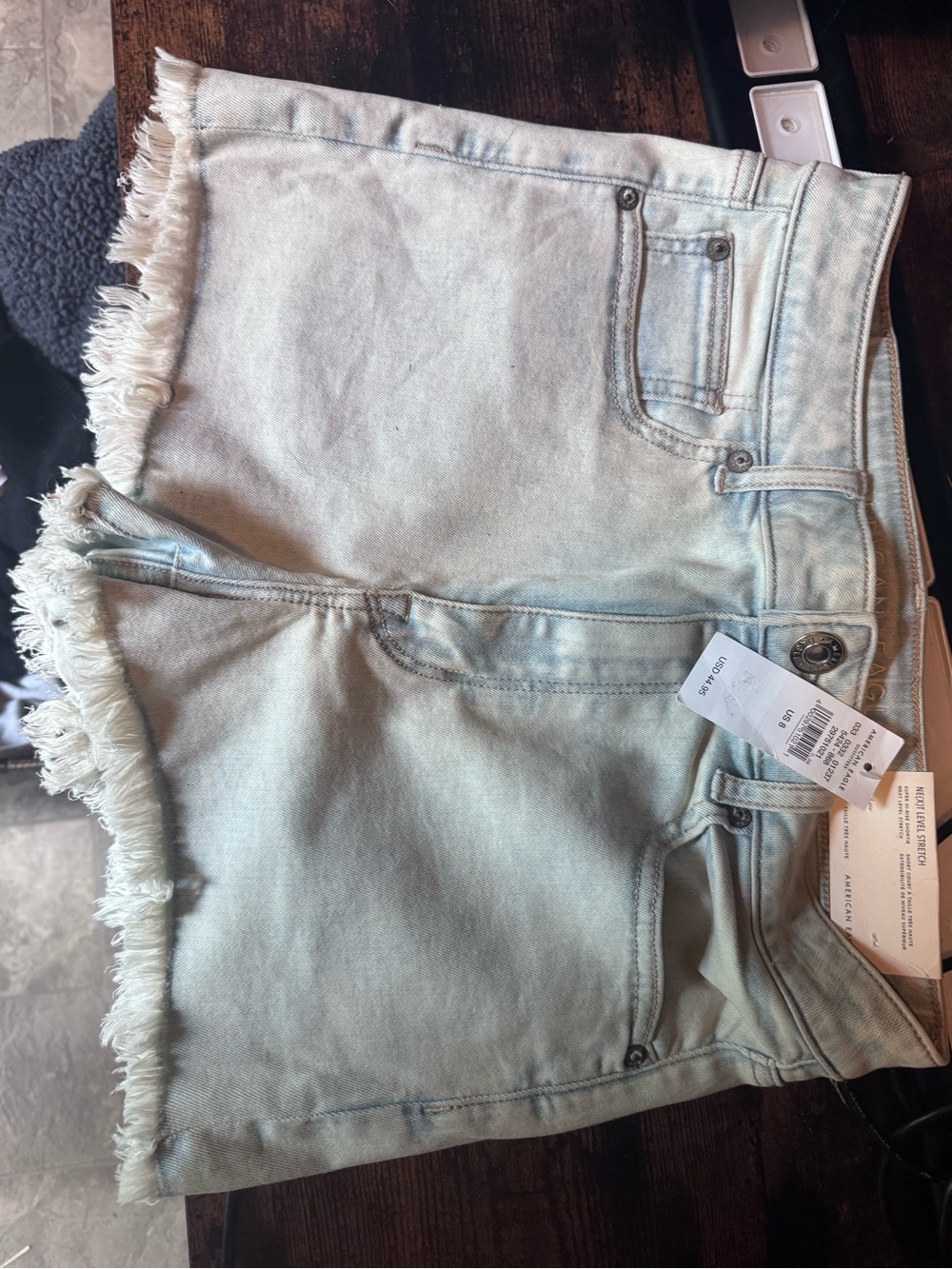 American Eagle Outfitters Light Blue Frayed Hem Denim Shorts